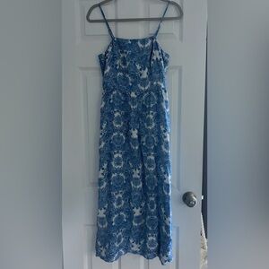 Monteau Blue and White Classic Bone China Patterned Midi Dress